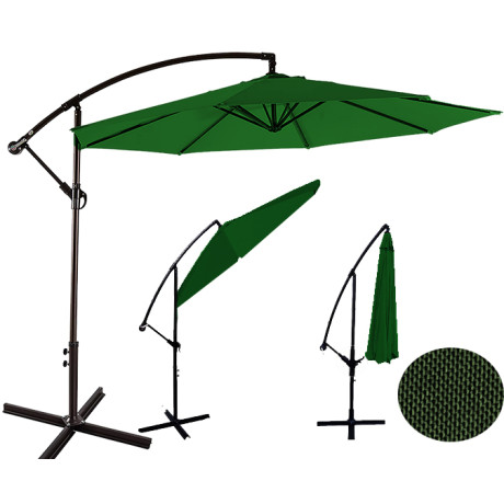 Zahradní skládací slunečník 300 cm - Tmavě zelený